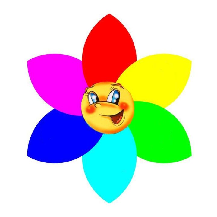Flower made of colored paper with six petals, each of which symbolizes a mono-diet