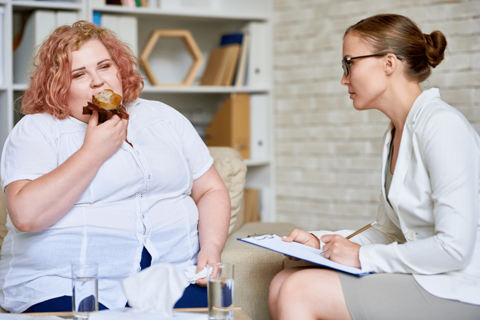 Overweight woman at a specialist appointment